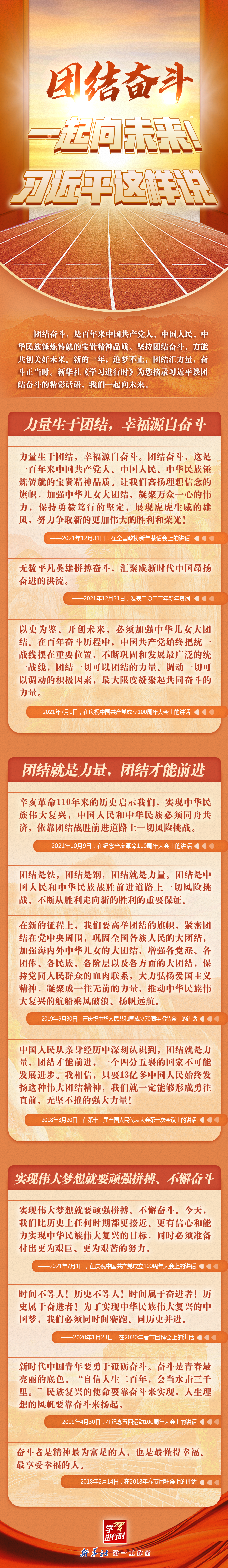 學(xué)習(xí)進(jìn)行時丨團(tuán)結(jié)奮斗，一起向未來！習(xí)近平這樣說
