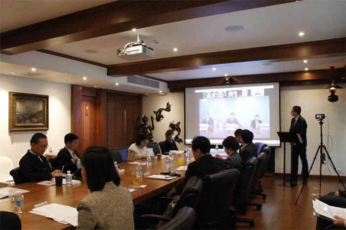  中國(guó)貿(mào)促會(huì)副會(huì)長(zhǎng)張慎峰視頻致辭。中國(guó)貿(mào)促會(huì)駐泰國(guó)代表處供圖