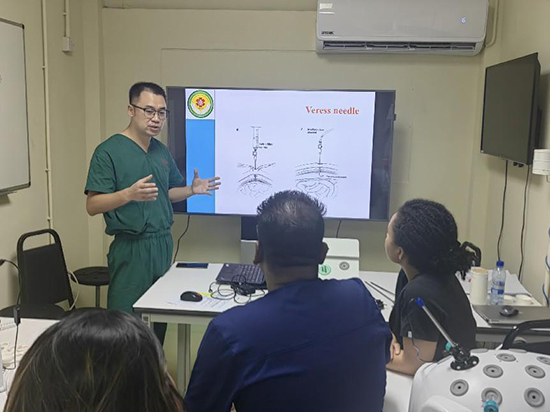 培訓(xùn)現(xiàn)場。第18期援圭亞那醫(yī)療隊供圖