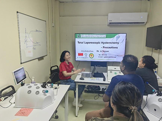 培訓(xùn)現(xiàn)場。第18期援圭亞那醫(yī)療隊供圖