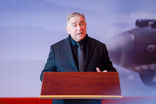 2023年10月30日，美中航空遺產(chǎn)基金會主席杰弗里·格林在中國人民抗日戰(zhàn)爭紀(jì)念館的活動中發(fā)表講話。中國人民對外友好協(xié)會供圖