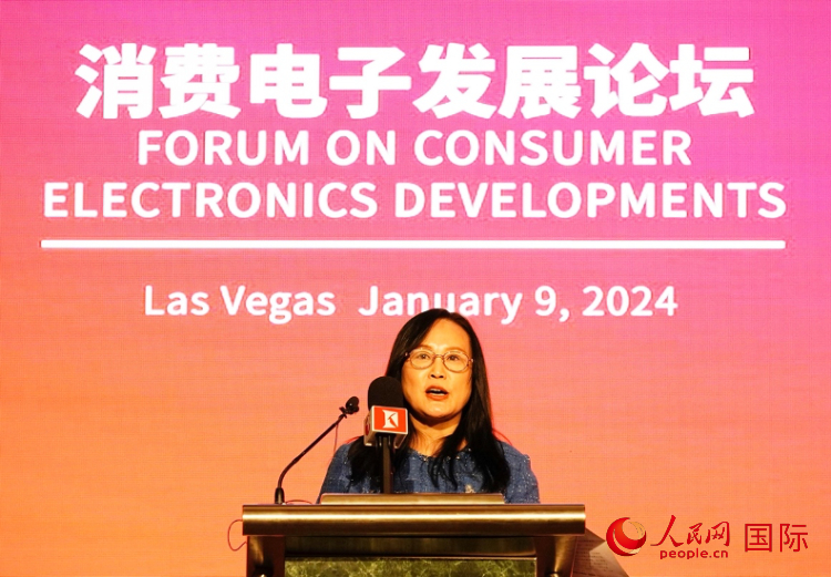 中國機電產(chǎn)品進出口商會副會長劉春致辭。人民網(wǎng)記者 鄧圩攝