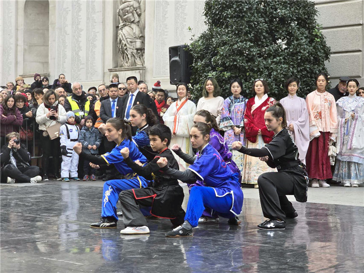 當?shù)匚湫g(shù)學(xué)院進行武術(shù)表演。張錫琪攝