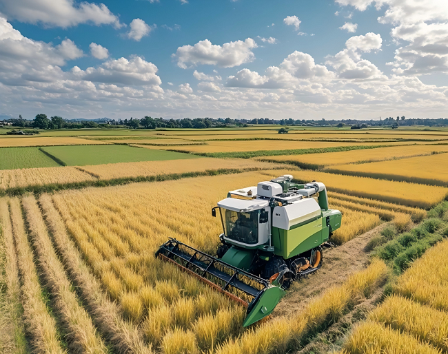 河南省信陽市羅山縣水稻種植戶抓住有利天氣搶收水稻。黃錢錢攝