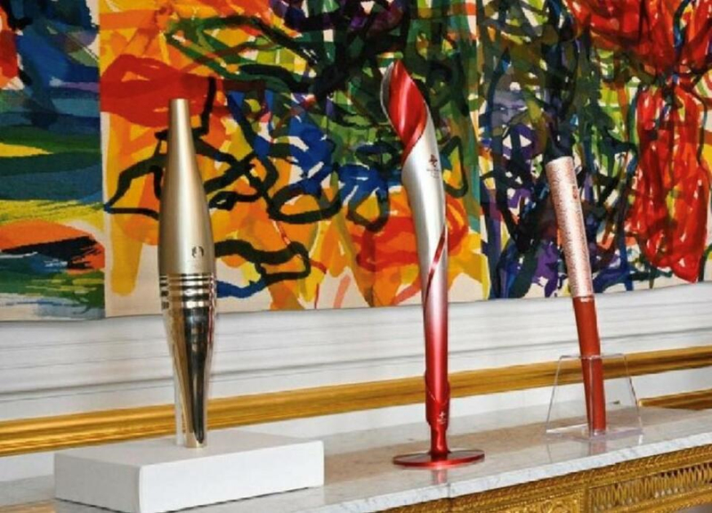 中法元首互贈的奧運火炬。