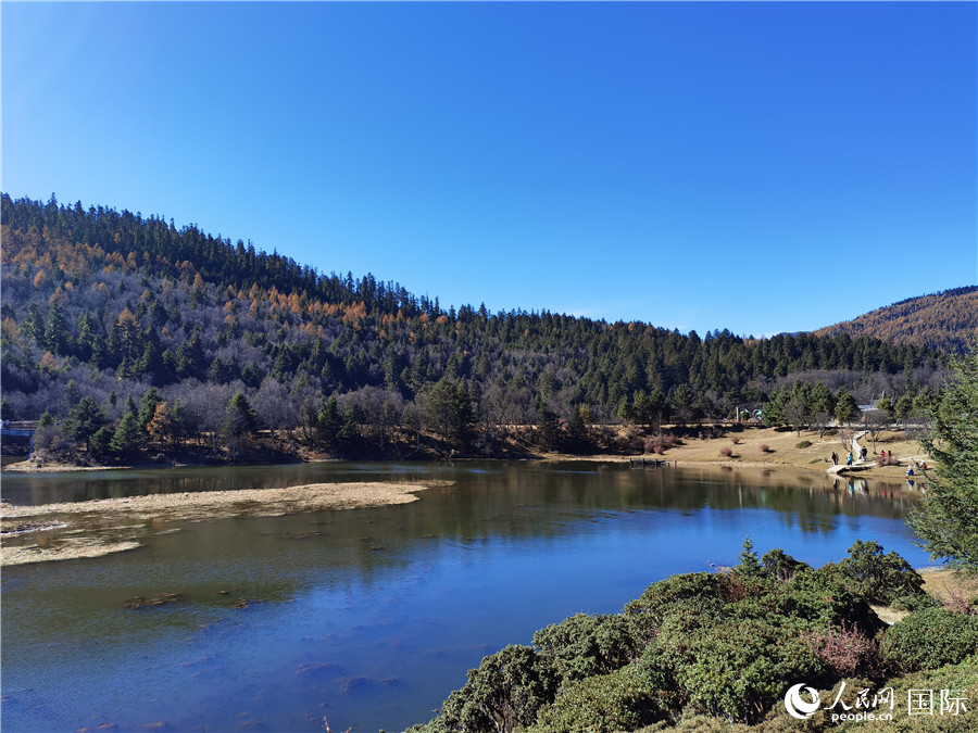 香格里拉國(guó)家公園景區(qū)內(nèi)，被譽(yù)為“高原仙子”的屬都湖吸引了眾多游客。人民網(wǎng)記者 杜明明攝