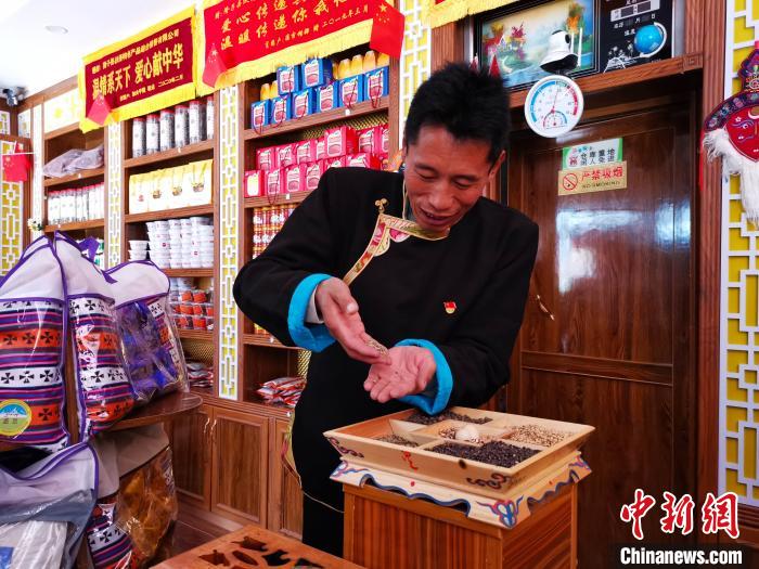 圖為洛桑旦增介紹青稞的功效?！垈?攝