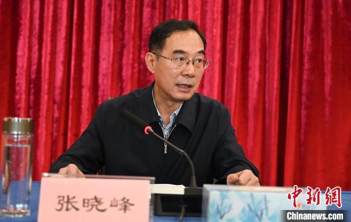 圖為西藏自治區(qū)黨委宣傳部副部長、西藏廣播電視臺黨組書記張曉峰致辭。　趙朗 攝